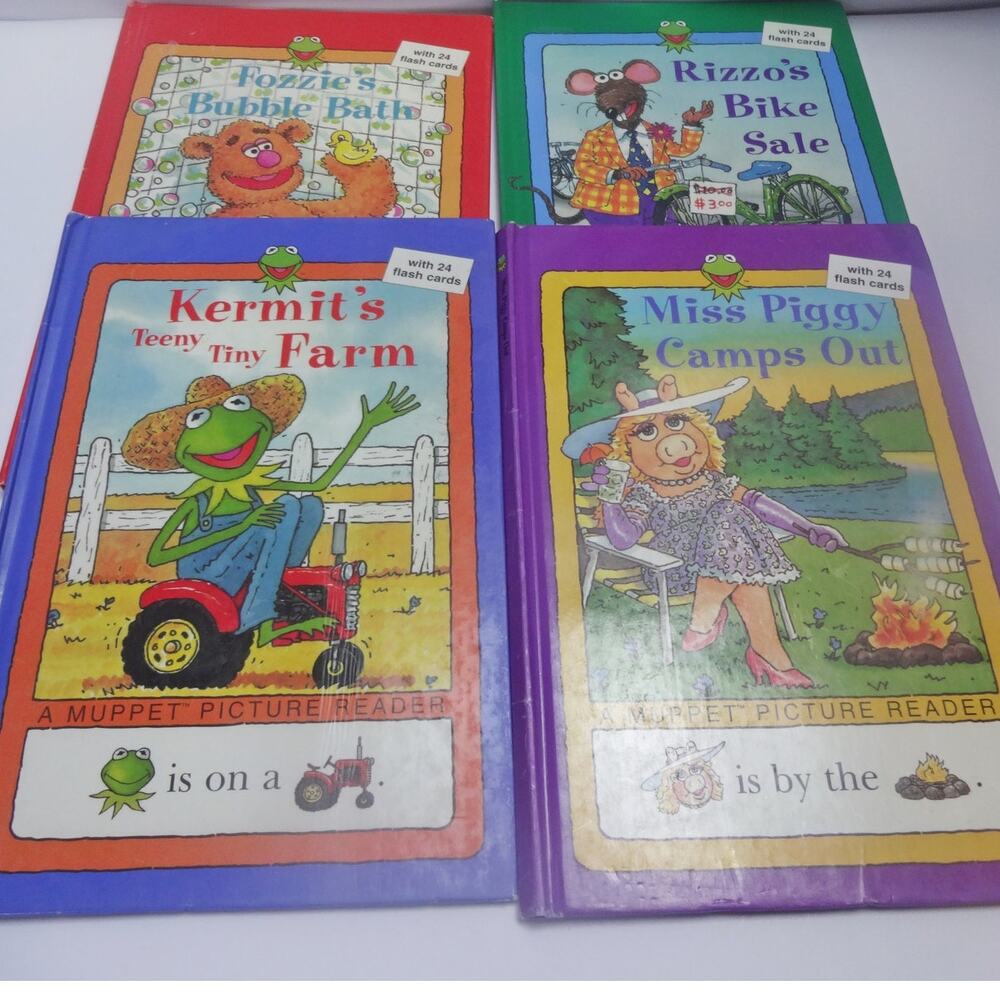 RARE Muppet Picture Reader 4 FULL Book Set w Flash Cards Kermit Miss Piggy 2005